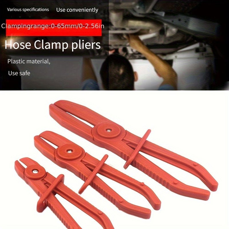 3pcs Hose Clamp Pliers Pinch Line Clamps for Fuel Gas Brake Radiator Coolant Hoses Red - Image 1