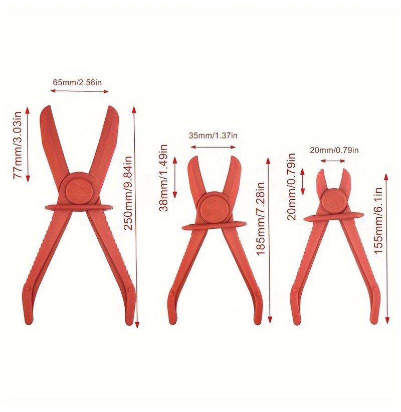 3pcs Hose Clamp Pliers Pinch Line Clamps for Fuel Gas Brake Radiator Coolant Hoses Red - Image 5