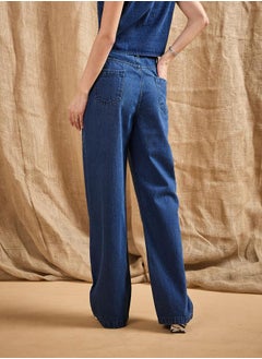 SASSAFRAS Mid Rise Washed Front Studded Straight Fit Jeans by Styli  - Image 5