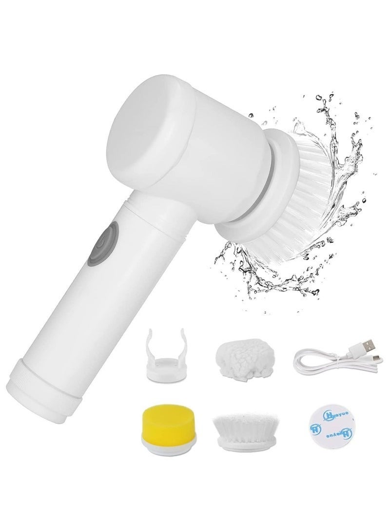 Magic Brush Electric Spin Scrubber Electric Cleaning Brush with 3 Brush Heads Bathroom Rechargeable Scrub Brush Shower Scrubber for Cleaning Wall Bathtub Toilet Window Kitchen Sink Dish Grout White - Image 1