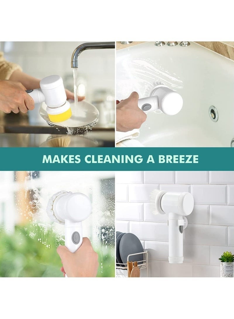 Magic Brush Electric Spin Scrubber Electric Cleaning Brush with 3 Brush Heads Bathroom Rechargeable Scrub Brush Shower Scrubber for Cleaning Wall Bathtub Toilet Window Kitchen Sink Dish Grout White - Image 4