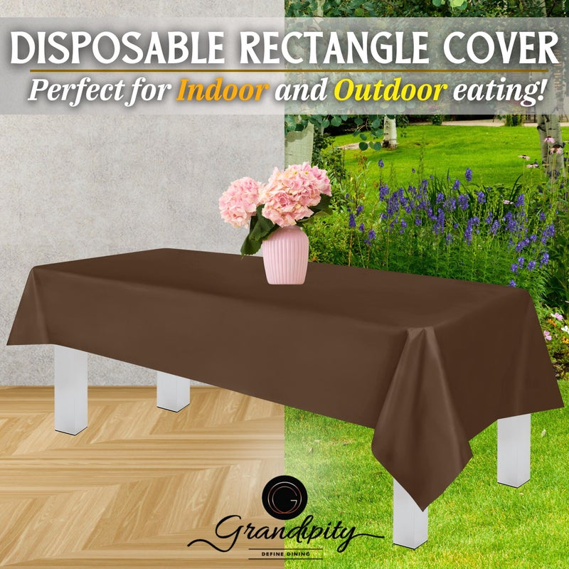 Grandipity Brown Plastic Table Cloth Disposable (6 Pk) 54in x 108in Plastic Tablecloths for Rectangle Tables - Premium Party Table Cloths Disposable for 6ft to 8ft Rectangle Tables - Image 5