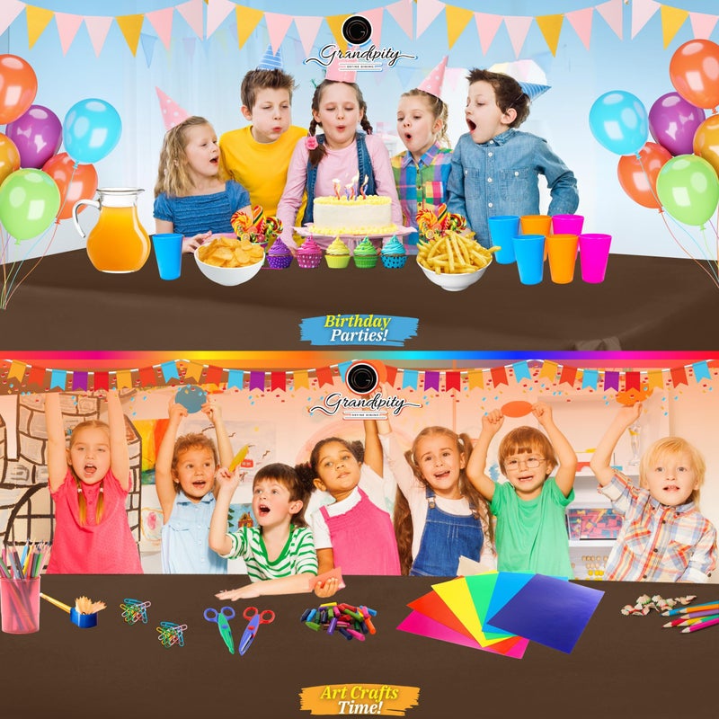 Grandipity Brown Plastic Table Cloth Disposable (6 Pk) 54in x 108in Plastic Tablecloths for Rectangle Tables - Premium Party Table Cloths Disposable for 6ft to 8ft Rectangle Tables - Image 4
