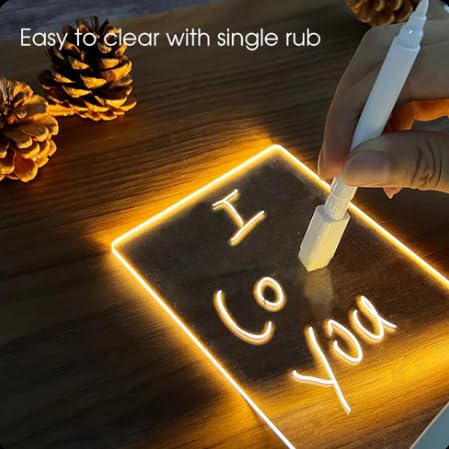 DAYANIDHI 3D Illusion Acrylic Message Note Board LED Night Light USB Message Board | Holiday Light | Includes Pen | Gift for Children, Girlfriend | Decorative Writing Board Lamp (Rectangle, 1 Pc) - Image 2