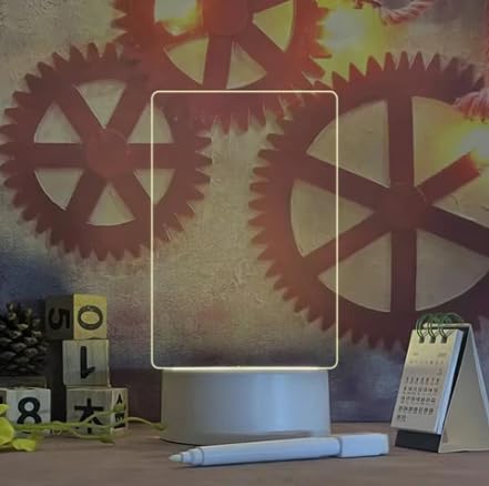 DAYANIDHI 3D Illusion Acrylic Message Note Board LED Night Light USB Message Board | Holiday Light | Includes Pen | Gift for Children, Girlfriend | Decorative Writing Board Lamp (Rectangle, 1 Pc) - Image 3
