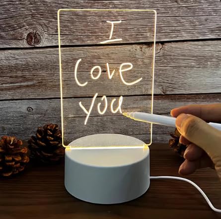 DAYANIDHI 3D Illusion Acrylic Message Note Board LED Night Light USB Message Board | Holiday Light | Includes Pen | Gift for Children, Girlfriend | Decorative Writing Board Lamp (Rectangle, 1 Pc) - Image 1