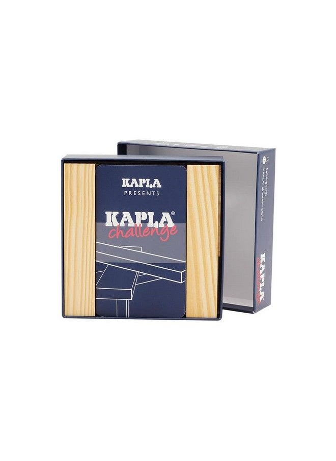 KAPLA - Challenge Wooden Construction Game 16 Building Planks And 12 Challenge Cards - Image 1