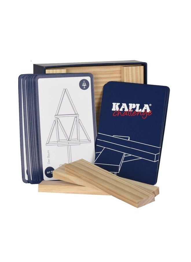 KAPLA - Challenge Wooden Construction Game 16 Building Planks And 12 Challenge Cards - Image 1