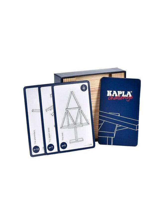 KAPLA - Challenge Wooden Construction Game 16 Building Planks And 12 Challenge Cards - Image 1