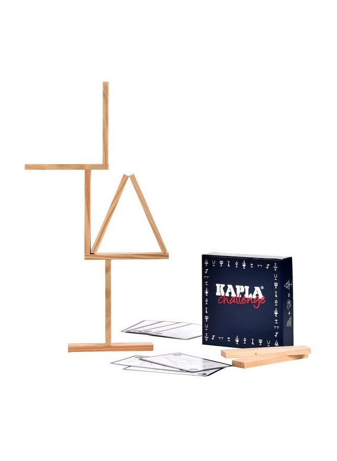 KAPLA - Challenge Wooden Construction Game 16 Building Planks And 12 Challenge Cards - Image 1
