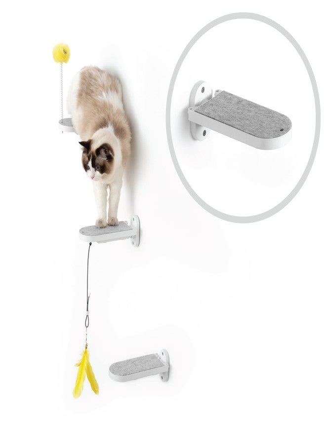 SVD.PET 3-Pack Cat Climbing Stairs with Replaceable Felt Pad, Cat Shelves & Toys for Medium & Large Cats (White) - Image 1
