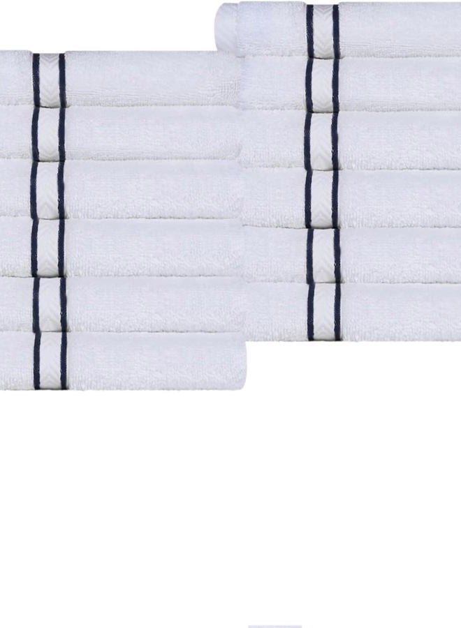 Superior Turkish Cotton 12-Piece Washcloth/Face Towel Set, Small Towels for Facial Cleaning/Drying, Quick Dry, Spa, Hotel, Resort, Home, Guest Bathroom, Master Bath, Home Accessories, Navy Blue - Image 1