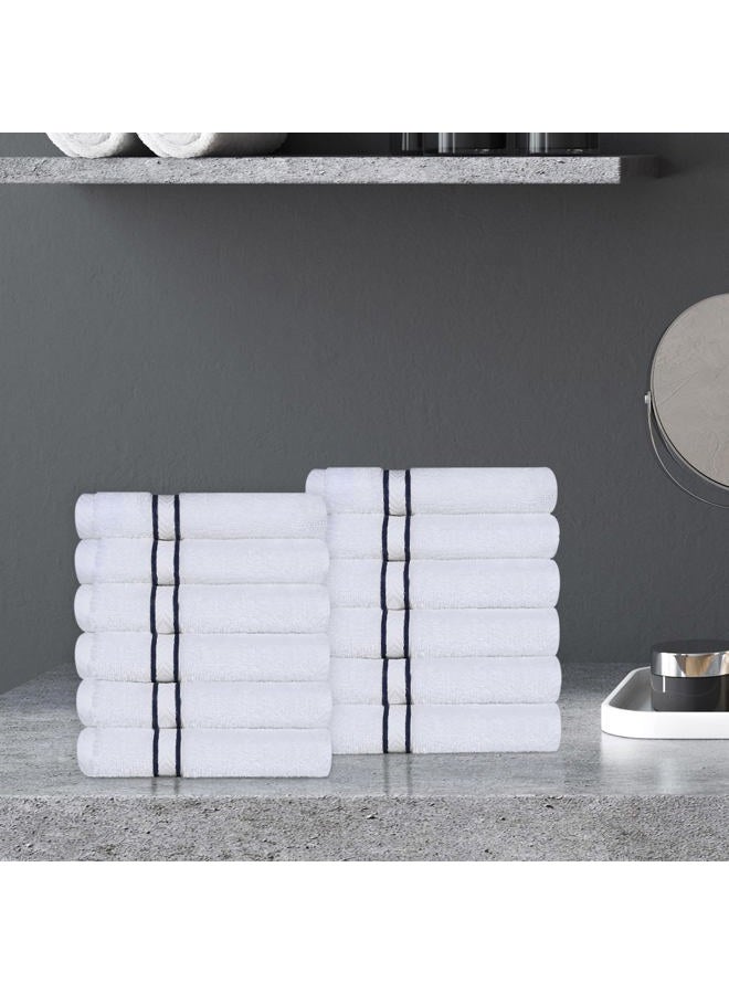 Superior Turkish Cotton 12-Piece Washcloth/Face Towel Set, Small Towels for Facial Cleaning/Drying, Quick Dry, Spa, Hotel, Resort, Home, Guest Bathroom, Master Bath, Home Accessories, Navy Blue - Image 2
