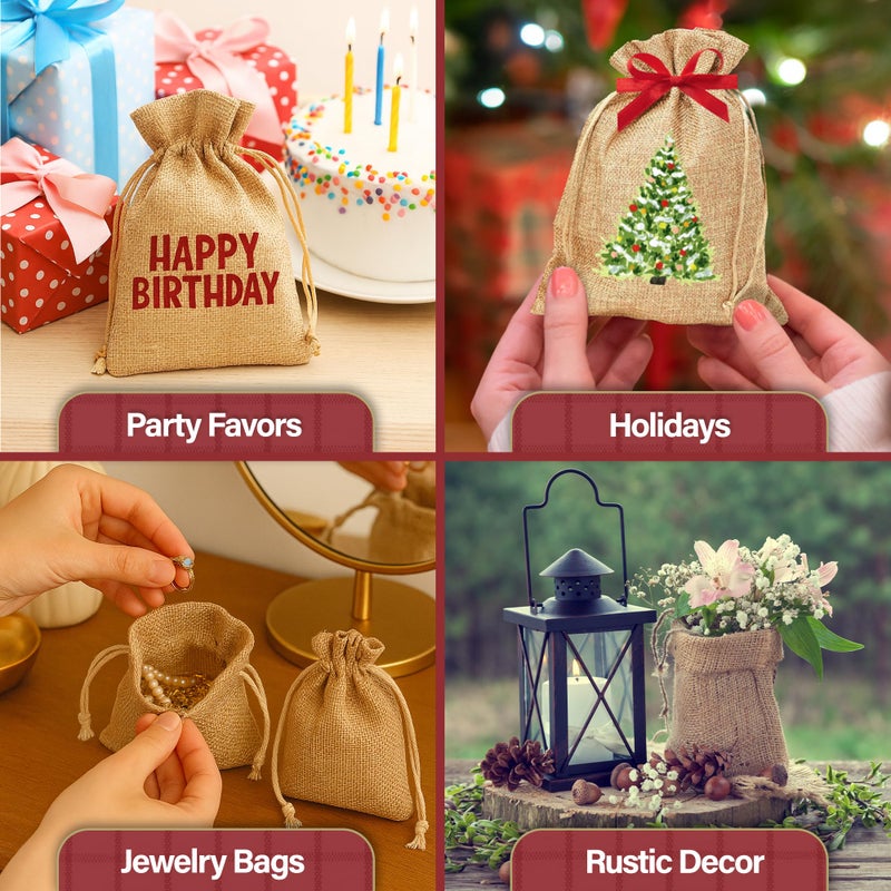 Mandala Crafts Burlap Bags with Drawstring - Small Drawstring Pouch Set - 3X4 Inches Bulk Rustic Linen Burlap Drawstring Bags for Burlap Gift Bags Wedding Party Coffee Candy Favor Bags 20 PCs - Image 5