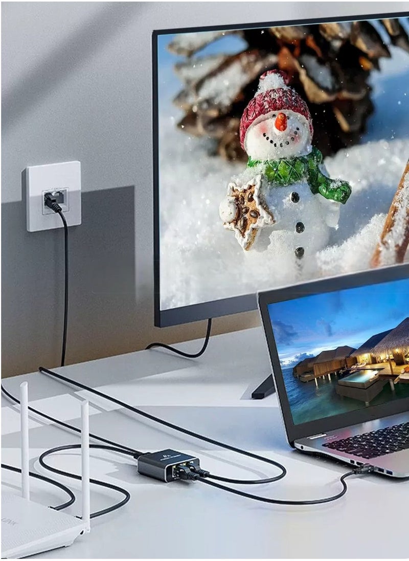 Generic Ethernet Splitter 1 to 2 High-Speed 1000Mbps, Gigabit Ethernet Splitter, LAN Splitter with USB Power Cable, RJ45 Splitter for Cat5/5e/6/7/8 Cable【2 Devices Simultaneously Networking  - Image 1