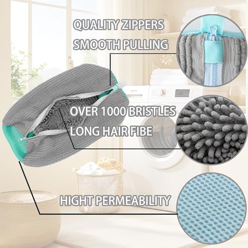 ngfhf Shoe Washing Machine Bag Laundry Shoe Bag for Washer and Dryer Reusable 2pc Shoe Cleaning Bags for Sneakers 360 Deep Cleaning Machine for All Shoes Types With Selflocking Zipper - Image 3