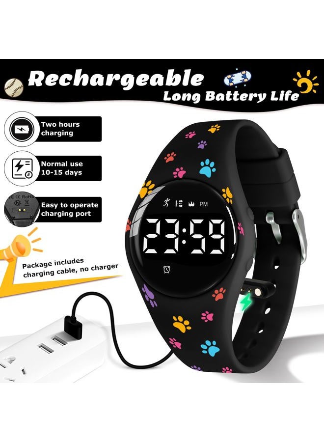 A ALPS Kids Watches for Girls Boys Digital Sport Watch with Step Counter Pedometer Vibration Alarm Clock, No App Waterproof Fitness Tracker Kids Watch Boys Girls Teens Students Ages 5-16, 124-F-DogPaw, Small - Image 5