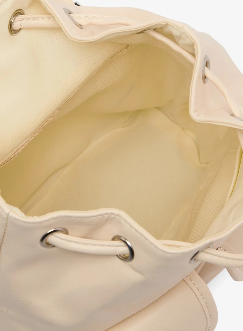 Ginger White Pocket Detail PU School And Travel Backpack for Women | Best Price UAE