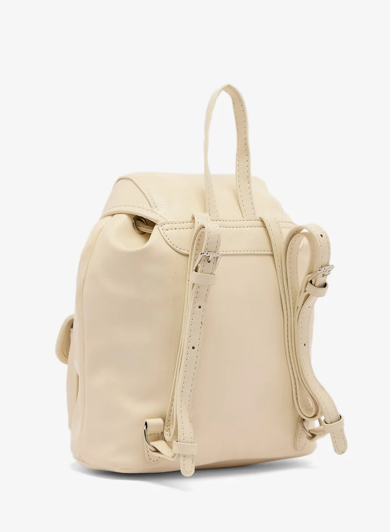 Ginger White Pocket Detail PU School And Travel Backpack for Women | Best Price UAE