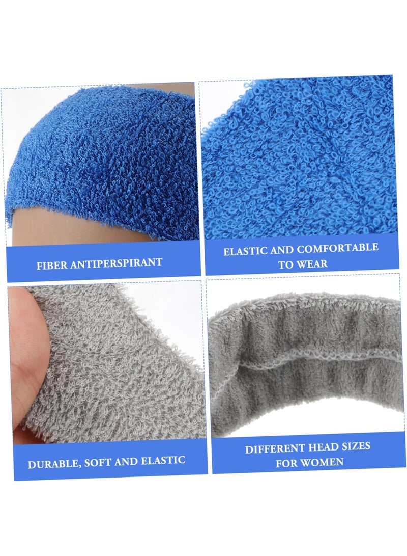 Sports Bands Set, Sweatproof Headbands and Wristbands, Moisture Wicking Terry Fabric for Workout, Blue - Image 4