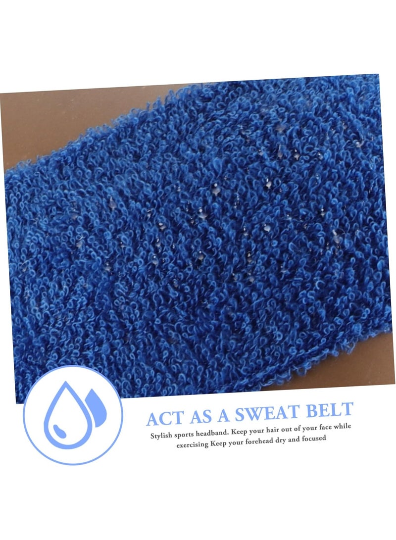 Sports Bands Set, Sweatproof Headbands and Wristbands, Moisture Wicking Terry Fabric for Workout, Blue - Image 5