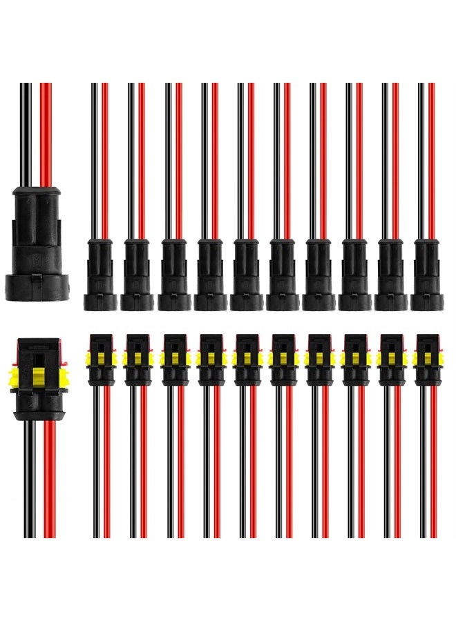 LanHong 2 Pin Way Electrical Wire Connector Waterproof Connector 2 Wire Connector 16AWG Male and Female Plug Quick Disconnect Connector for Car Truck Motorcycle Boat Pack of 12 - Image 1