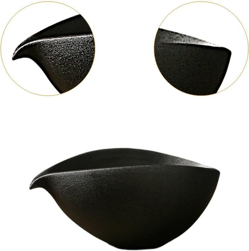 JISADER Matcha Bowl with Spout Handcrafted Pouring Spout Matcha Accessory, Porcelain Tea Bowl for Japanese Matcha Preparation Friends, black - Image 2