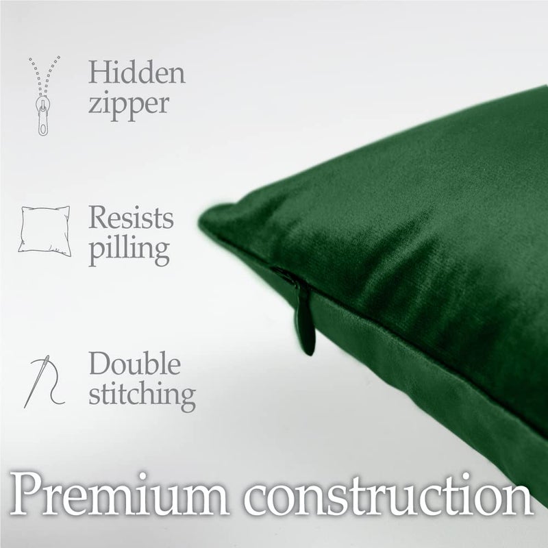 lalaLOOM Velvet Throw Pillow Cases  Set of 2  Softest Accent Case for Pillows  Decorative Square Covers for Home Decor  Silky Cover for Sofa  Couch  Bedroom  Living Room  Washable 20x20 Hunter Green - Image 4