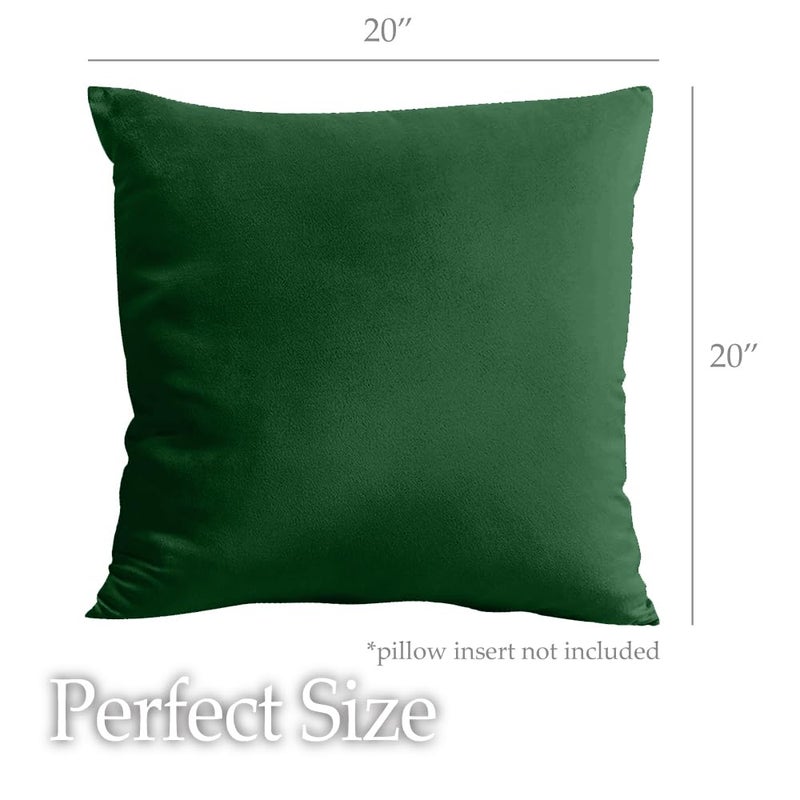 lalaLOOM Velvet Throw Pillow Cases  Set of 2  Softest Accent Case for Pillows  Decorative Square Covers for Home Decor  Silky Cover for Sofa  Couch  Bedroom  Living Room  Washable 20x20 Hunter Green - Image 5