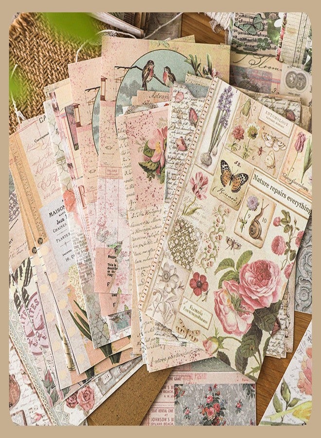 SIBLYMONA 120 Pcs Deco Papers for Scrapbooking, 5.5*5.5in Vintage Decoupage Paper Junk Journal Supplies, Retro Flower Butterfly Sunflower Ephemera Paper Pack for Diary Room Decor Wall Art Collage Album (SetA) - Image 4