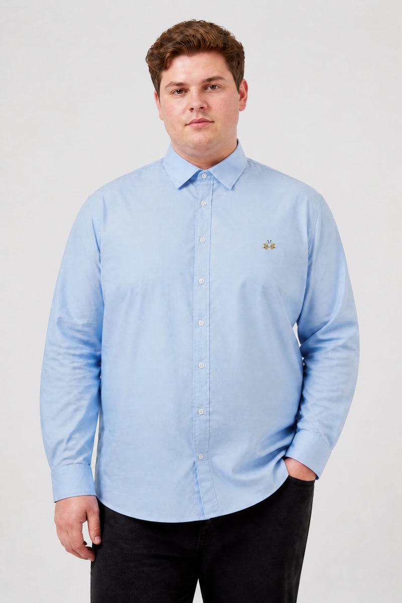 La Martina Men Regular Fit Embroidered Logo Long Sleeve Casual Shirt, Sky Blue - Image 1