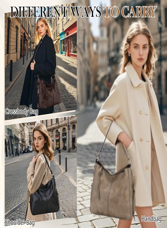 VX VONXURY Hobo Bags for Women, Faux Leather Tote Purse Ladies Handbag Medium Shoulder Bags with Side Pockets for Work Travel - Image 2