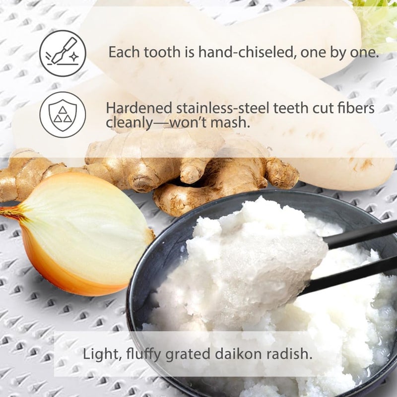 TIKUSAN Japanese Grater Oroshigane Slicer Stainless Steel Made in Japan for Radish Garlic Ginger Fruits and Root Vegetables (5.1"x9.4") - Image 2