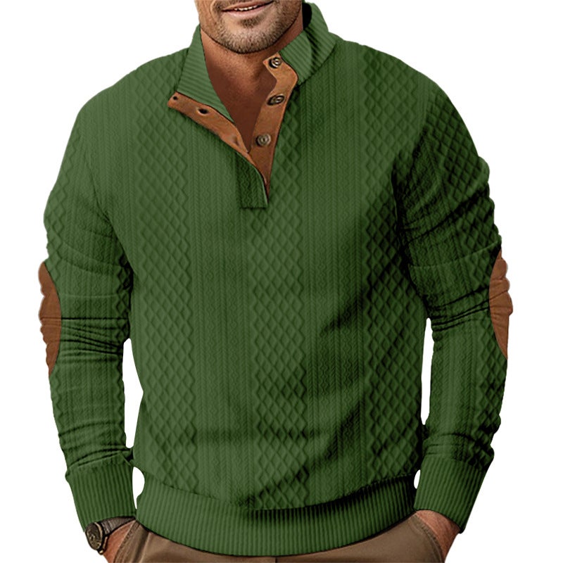Specially Designed for Temu Shein Amazon Cross-Border Export Sweatshirt Spring  Fall Mens Casual Outdoor Button Stand Collar Long Sleeves Black - Image 4