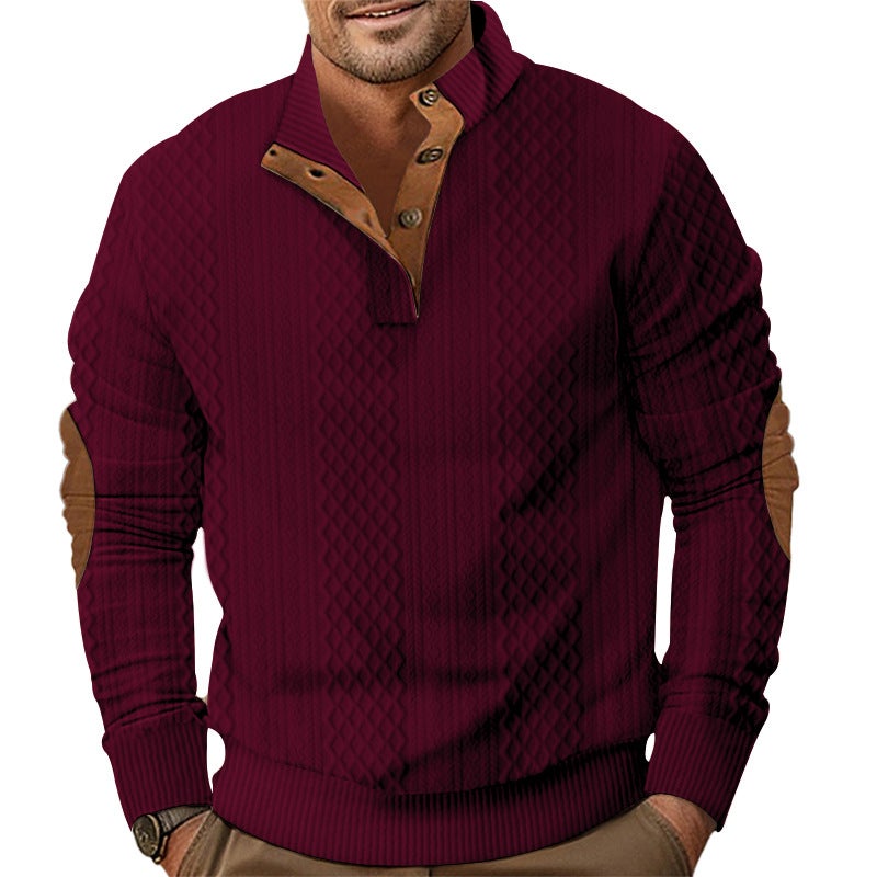 Specially Designed for Temu Shein Amazon Cross-Border Export Sweatshirt Spring  Fall Mens Casual Outdoor Button Stand Collar Long Sleeves Black - Image 5