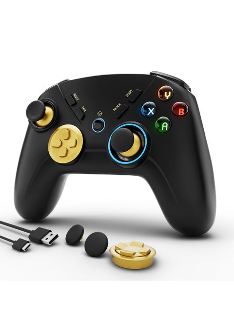 لوحة ألعاب لاسلكية مناسبة لجهاز Switch والكمبيوتر الشخصي وأجهزة Android، تحاكي الاهتزاز الحقيقي والأزرار الدقيقة، وحدة تحكم ألعاب رائعة للأطفال والكبار، لون أسود