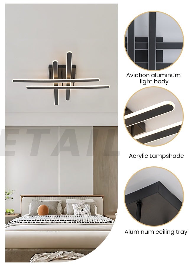 YATAI LIGHTING YATAI Modern Black LED Semi-Flush Ceiling Light, Remote-Controlled 30–50W Dimmable Fixture, 3000K–6000K Adjustable Color Temperature, Acrylic Shade, for Bedroom, Living Room, Library,80cm - Image 4