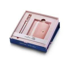 Sheaffer Sheaffer Gift Set - EIP Prelude Mini 9810 Pastel Pink Ballpoint Pen with Swarovski Crystal and Full-Grain Leather Credit Card Holder