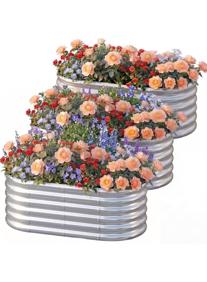 AHEONLAR Galvanized Raised Garden Beds Outdoor, 3 Pack 4×2×1.5ft Sturdy Planter Boxes for Vegetables, Fruits, Flowers and Plants, Easy Assembly, Silver - Image 1