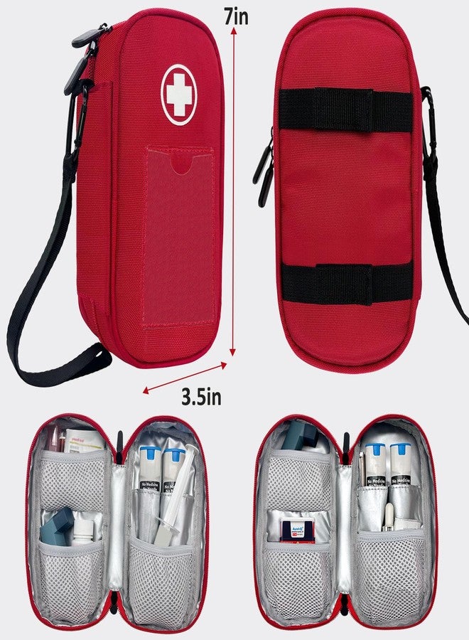 ICIMBI EpiPen Carry Case Insulated,Emergency Medical Bag with Carabiner-for 2 EpiPens,Asthma Inhaler,Auvi-Q,Anti-Histamine,Allergy Medicine,Eye Drops,Diabetes Travel Case(Red) - Image 3