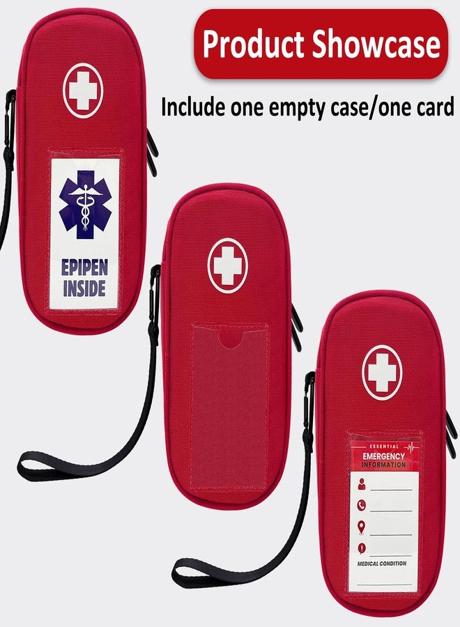 ICIMBI EpiPen Carry Case Insulated,Emergency Medical Bag with Carabiner-for 2 EpiPens,Asthma Inhaler,Auvi-Q,Anti-Histamine,Allergy Medicine,Eye Drops,Diabetes Travel Case(Red) - Image 4