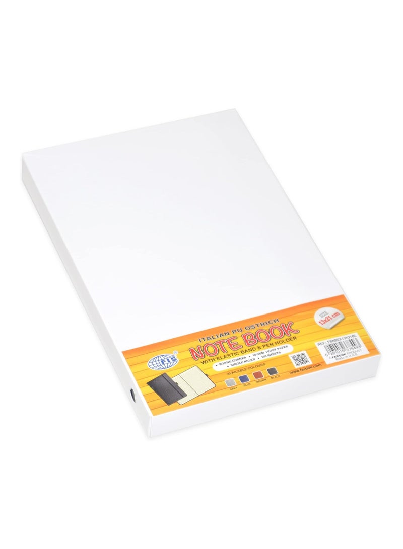 FIS® Executive  Notebook, Size 13x21CM, Single Line 120 Sheets Italian PU Ostrich Blue -FSNBEX13X21BL - Image 3