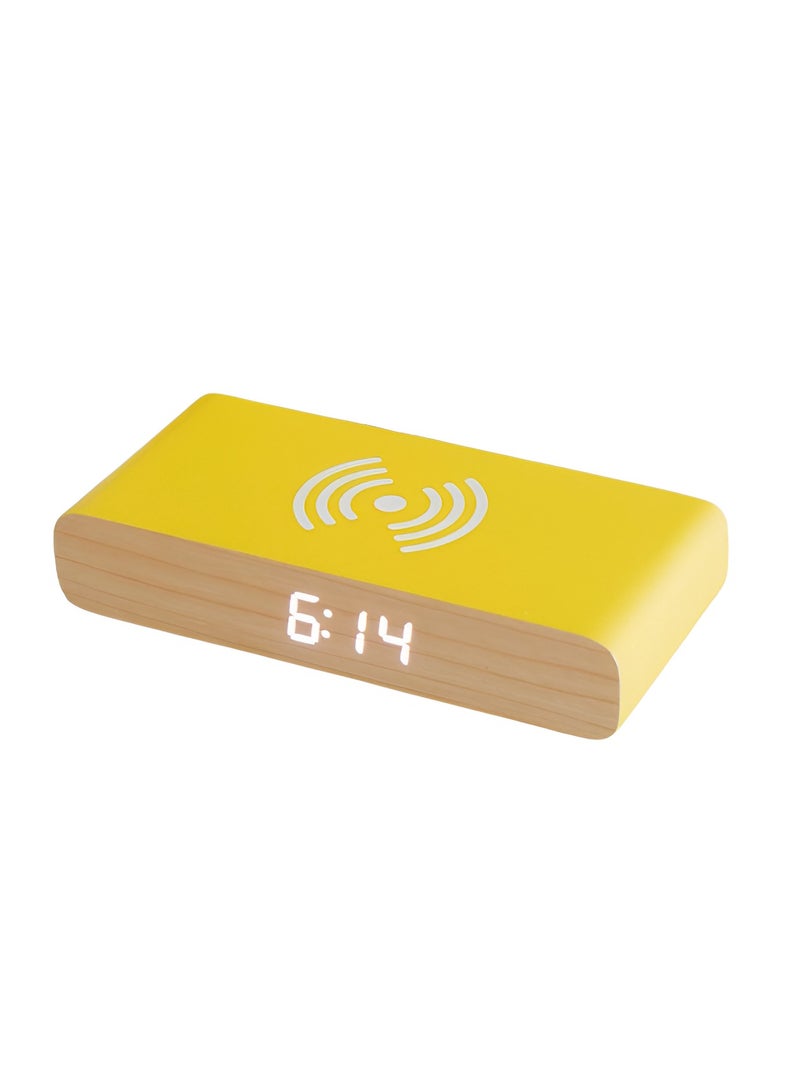 Steepletone Steepletone Wireless Charger and Beside Alarm Clock Digital Display Vibrant Colors Home Decor (Yellow)  - Image 1
