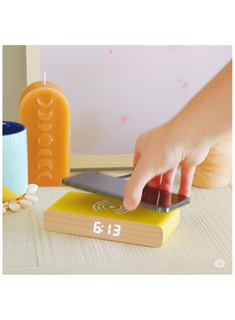 Steepletone Steepletone Wireless Charger and Beside Alarm Clock Digital Display Vibrant Colors Home Decor (Yellow)  - Image 3