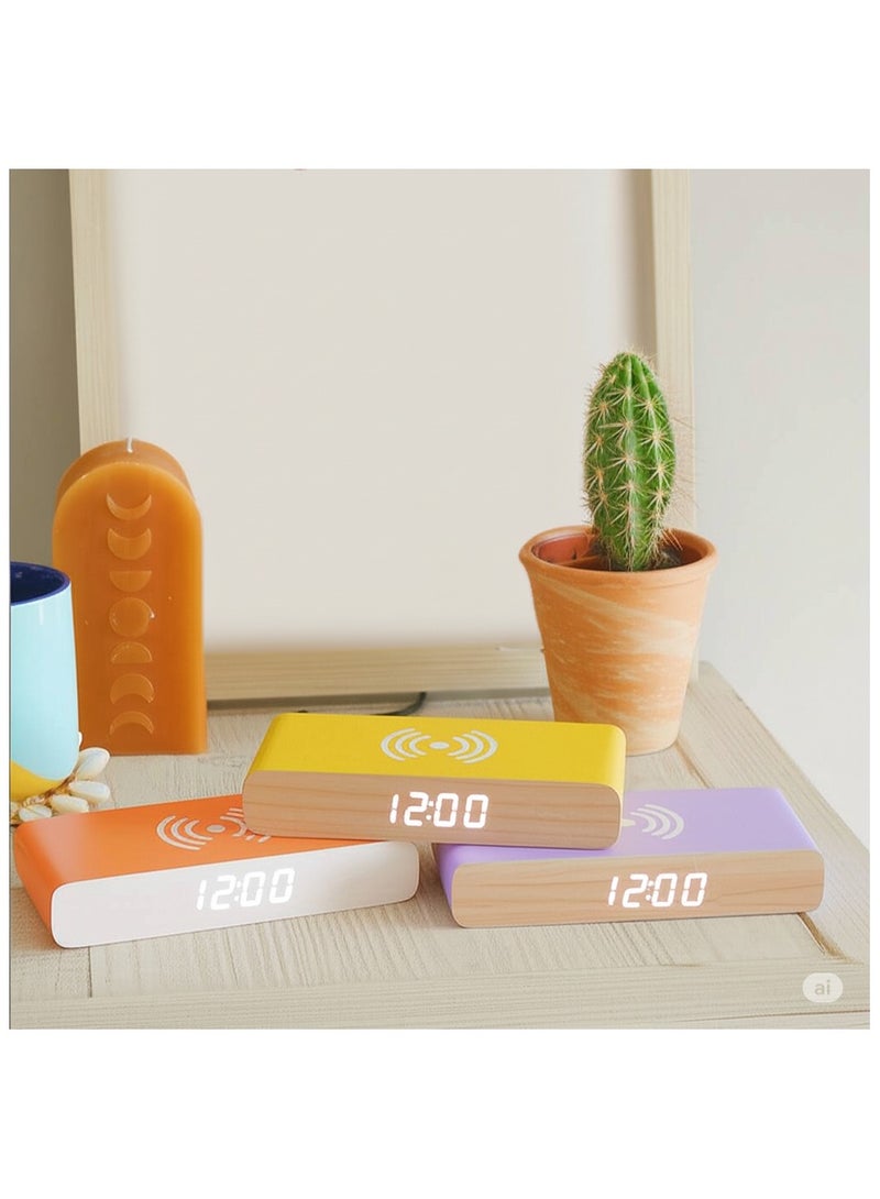 Steepletone Steepletone Wireless Charger and Beside Alarm Clock Digital Display Vibrant Colors Home Decor (Yellow)  - Image 4