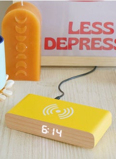 Steepletone Steepletone Wireless Charger and Beside Alarm Clock Digital Display Vibrant Colors Home Decor (Yellow)  - Image 1