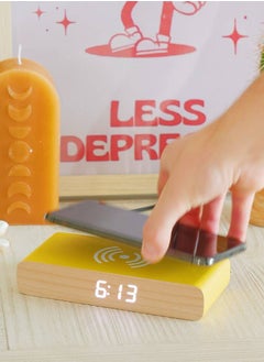 Steepletone Steepletone Wireless Charger and Beside Alarm Clock Digital Display Vibrant Colors Home Decor (Yellow)  - Image 2