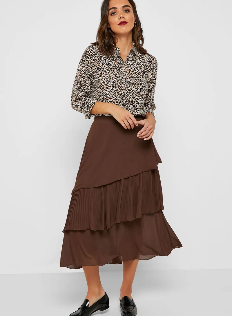 Reserved Layered Midi Skirt