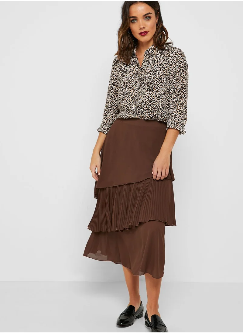 Reserved Layered Midi Skirt