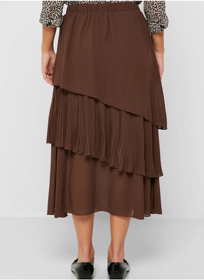 Reserved Layered Midi Skirt